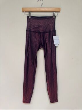 Beyond Yoga High-Waist Metallic Burgundy Leggings